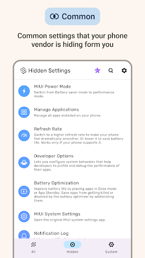 Hidden Settings MOD screenshot 1