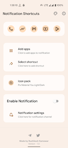 Notification Shortcuts MOD screenshot 1