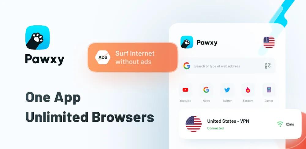 Pawxy – Fast VPN & Web Browser screenshot 1