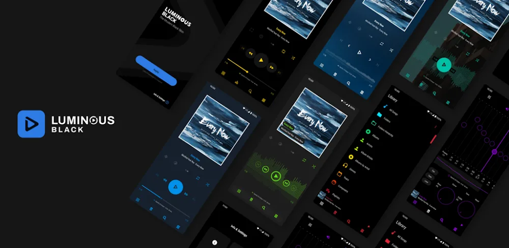 Luminous Black – Poweramp Skin screenshot 1
