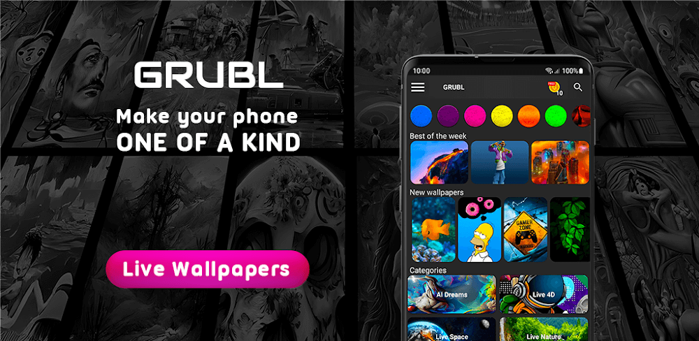 GRUBL 4D Live Wallpapers + AI screenshot 1