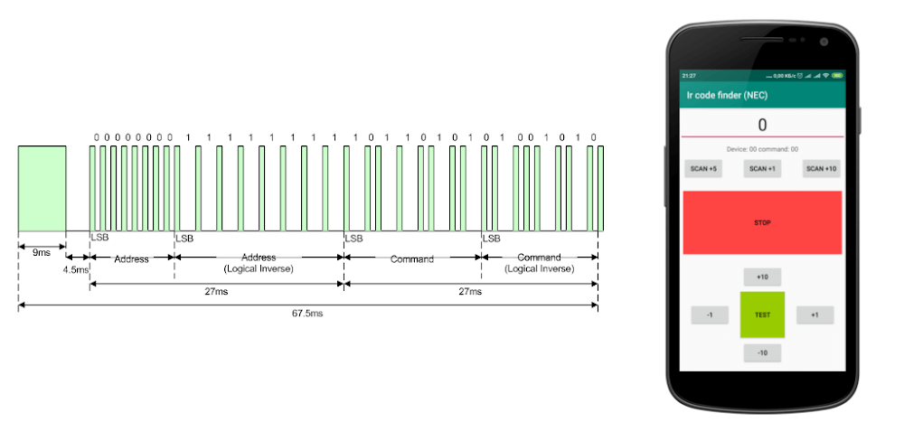 IrCode Finder NEC protocol screenshot 1