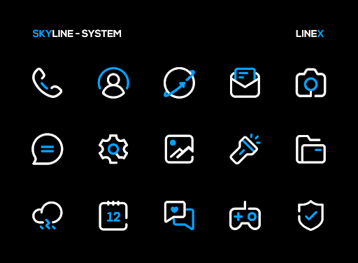 SkyLine Icon Pack: LineX Blue screenshot 2