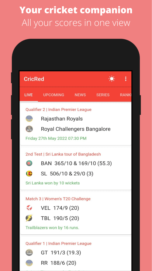 CricRed – Cricket Live Score screenshot 2