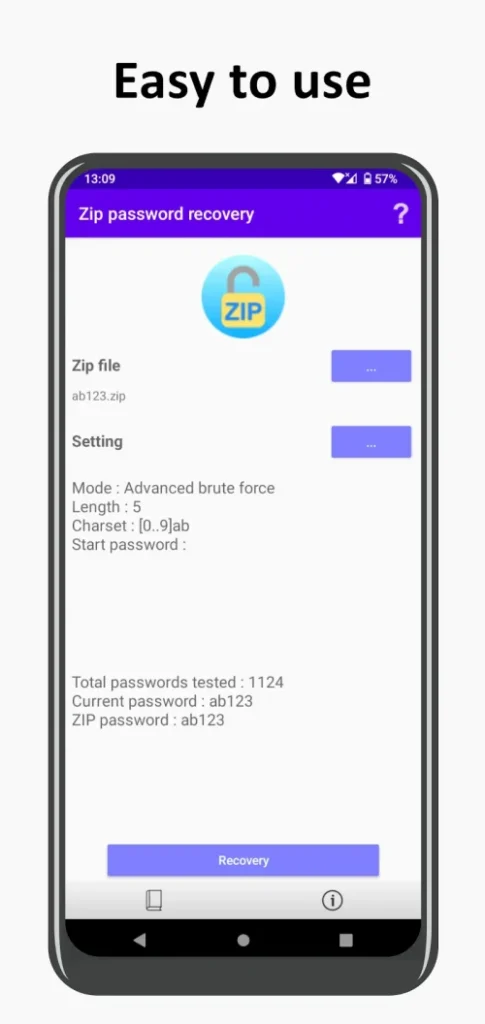 ZIP password recovery screenshot 2