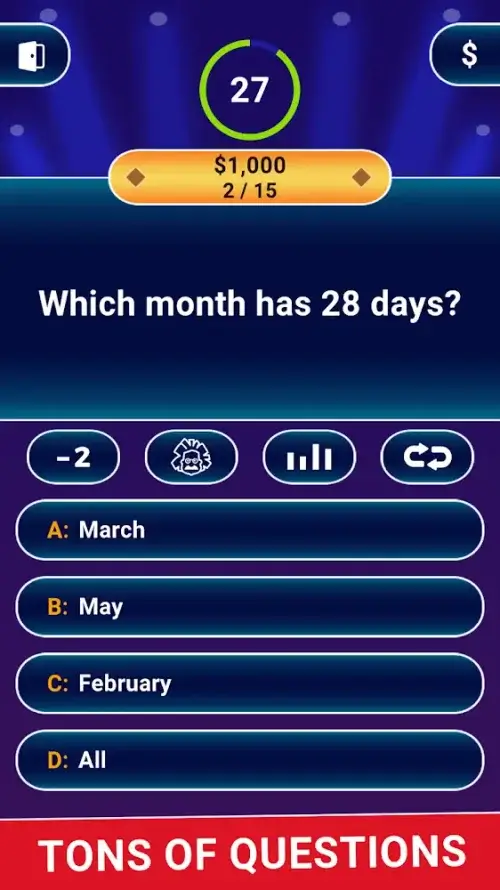 MILLIONAIRE TRIVIA Game Quiz screenshot 2
