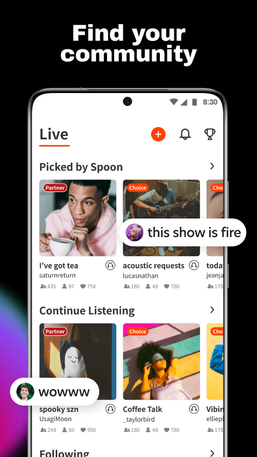 Spoon: Talk & Music Livestream screenshot 3