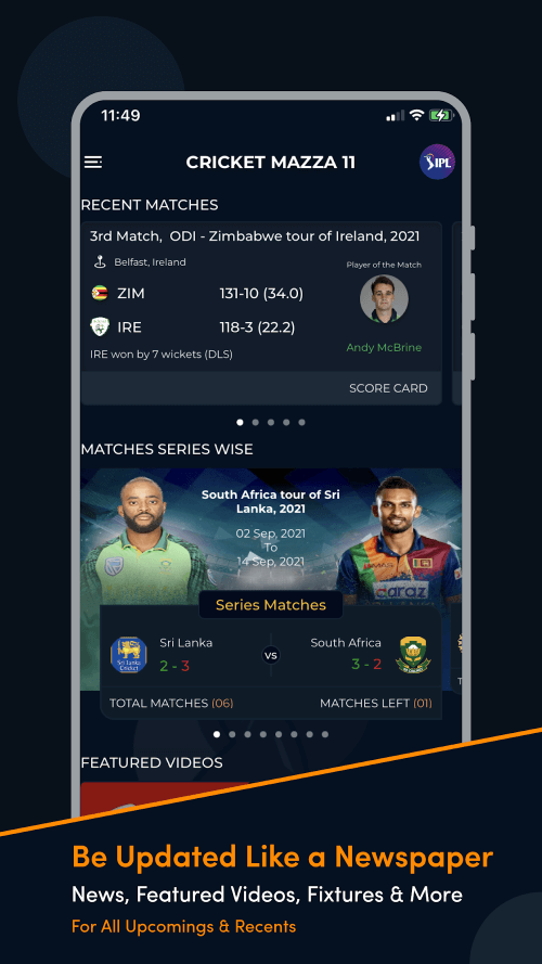 Cricket Mazza 11 Live Line screenshot 3