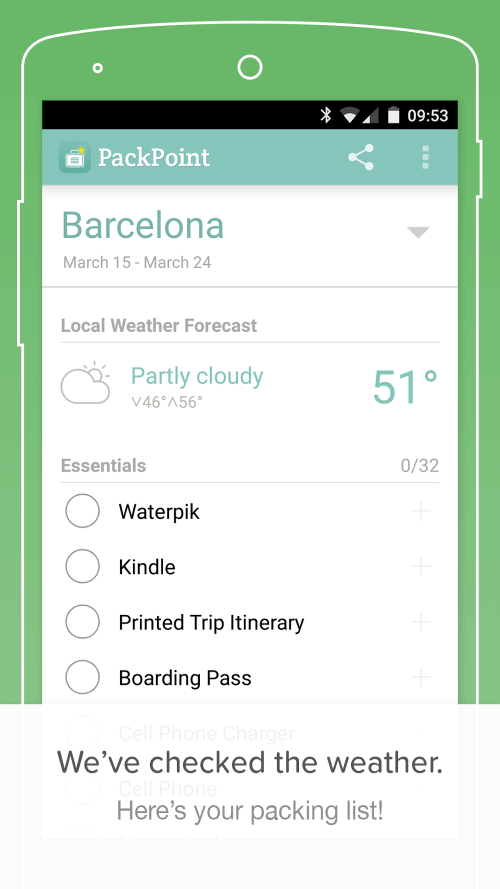 PackPoint travel packing list screenshot 4