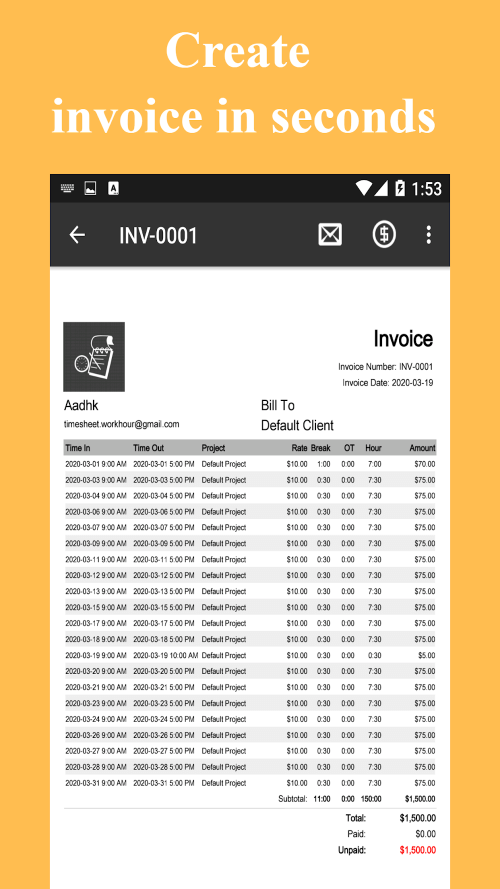 Timesheet – Work Hours Tracker screenshot 4