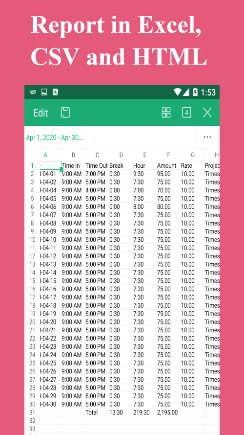 Timesheet – Work Hours Tracker screenshot 5