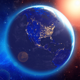 Tierra 3D y Luna Real