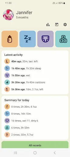 Baby tracker screenshot 1