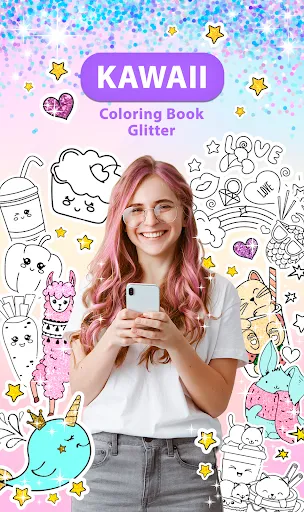 Kawaii Coloring Book Glitter screenshot 1