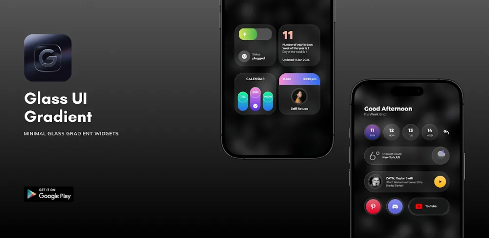 Glass UI Gradient KWGT screenshot 1