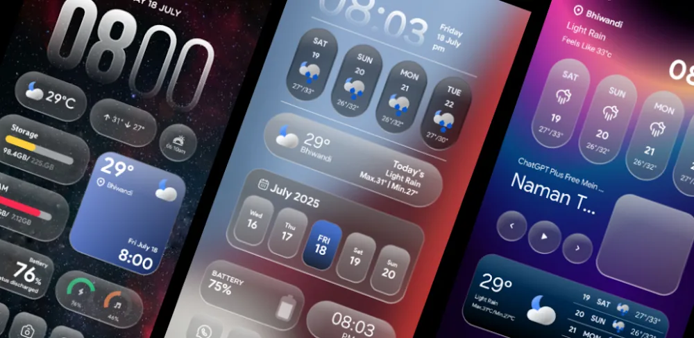 OneUi 7 Glass Kwgt screenshot 1