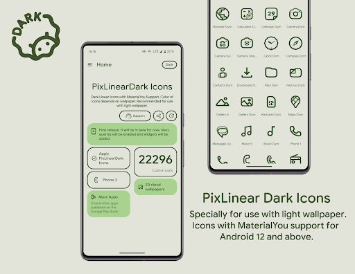 PixLinear Dark Icon Pack screenshot 1
