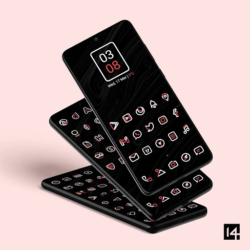 Aline Red: linear icon pack screenshot 1