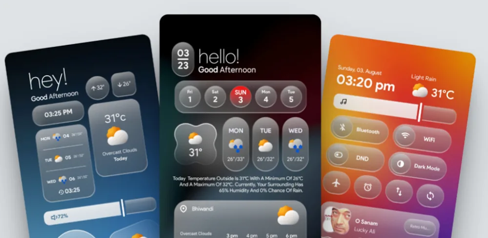 Android 16 Glass KWGT MOD screenshot 1