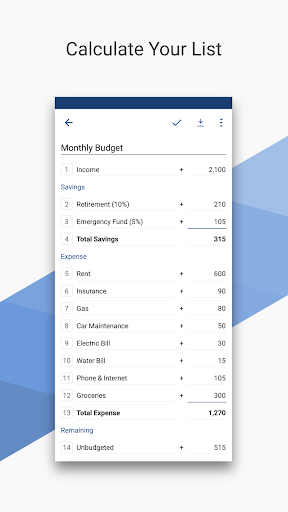 CalcList – Calculate Your List screenshot 1