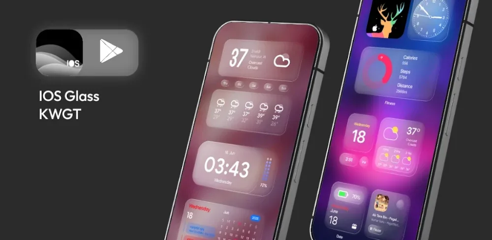 iOS Glass KWGT iOS 26 Inspired MOD screenshot 1
