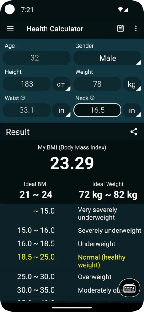 Health Calculator screenshot 2