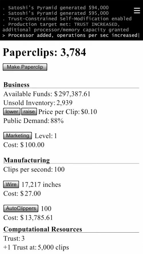 Universal Paperclips screenshot 3