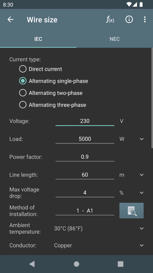 Electrical Calculations screenshot 3