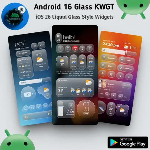 Android 16 Glass KWGT MOD screenshot 3