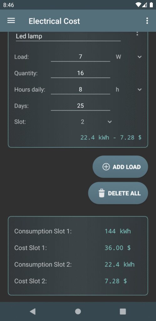 Electrical Cost screenshot 3