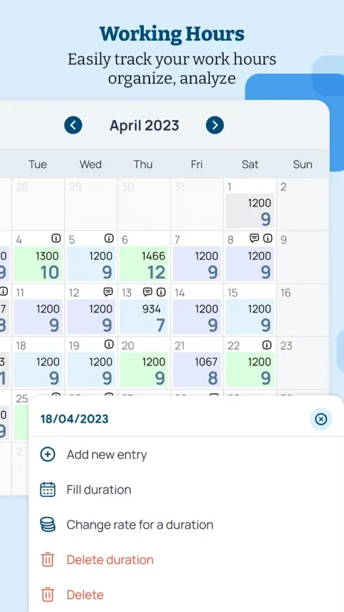 WorkSheet: Log Working Hours screenshot 3