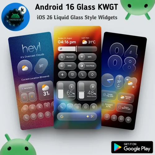 Android 16 Glass KWGT MOD screenshot 4