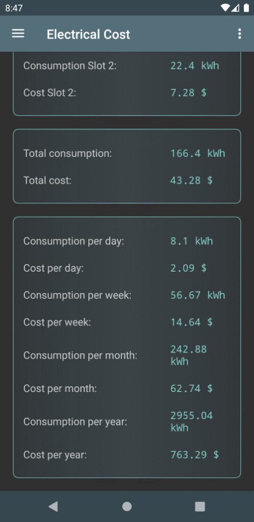 Electrical Cost screenshot 4