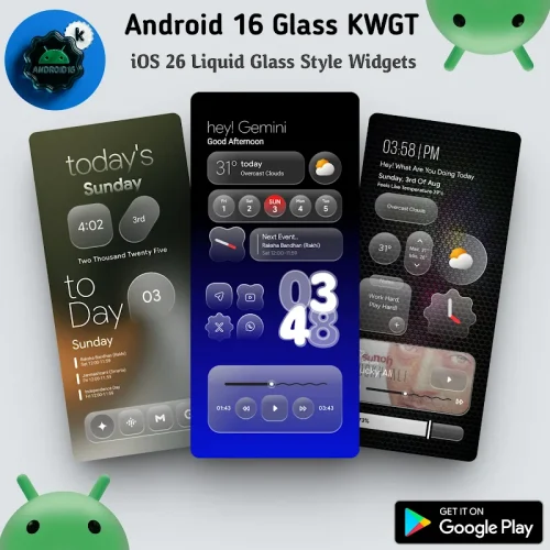 Android 16 Glass KWGT MOD screenshot 5