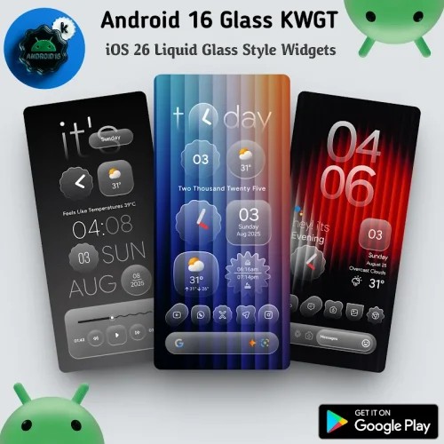 Android 16 Glass KWGT MOD screenshot 6