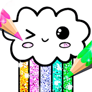 Kawaii Coloring Book Glitter