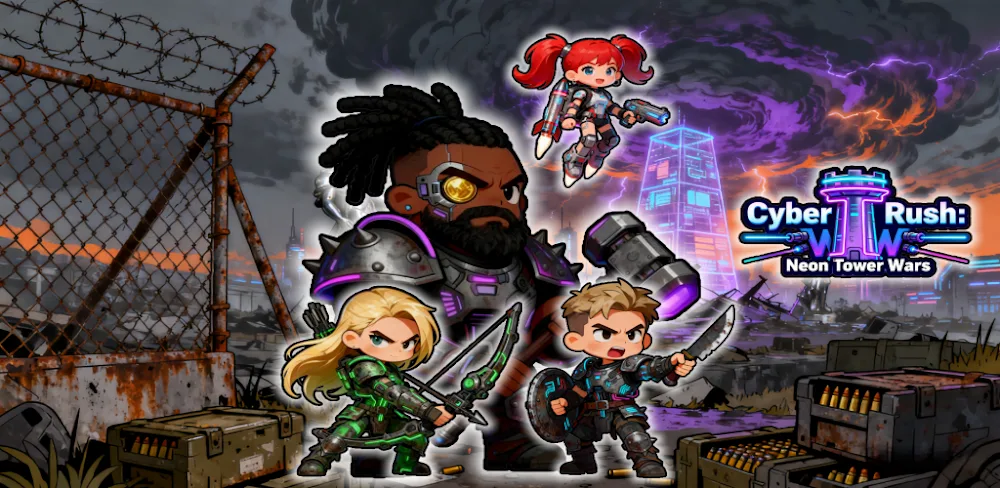 Cyber Rush: Neon Tower Wars screenshot 1