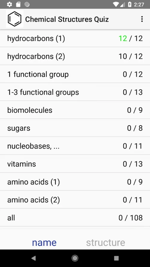 Chemical Structures Quiz screenshot 2
