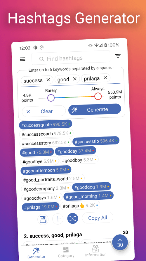 in Tags – Hashtags generator screenshot 2