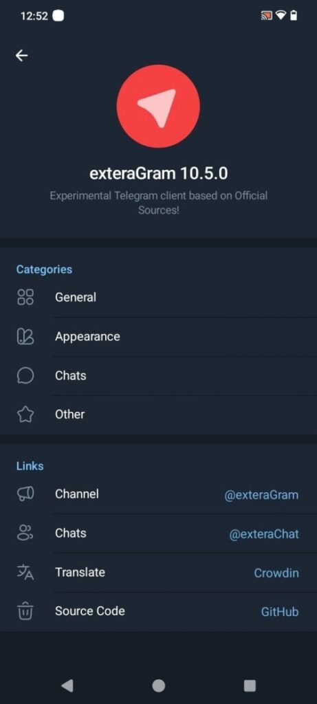 Exteragram screenshot 2
