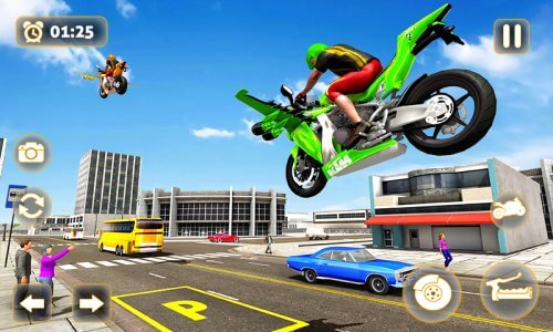 Flying Motorbike Taxi Driving screenshot 4