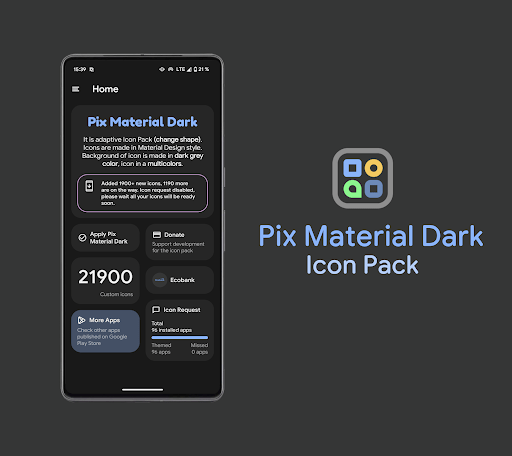 Pix Material Dark Icon Pack screenshot 2