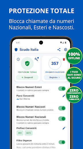 Blocco Chiamate Scudo Italia MOD screenshot 1